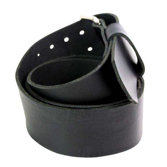 SADDLE BLACK GENUINE LEATHER 2 1/2"Wd CLASSIC CASUAL DRESS MEN'S BELT Sz 52 (G53 - Picture 5 of 11